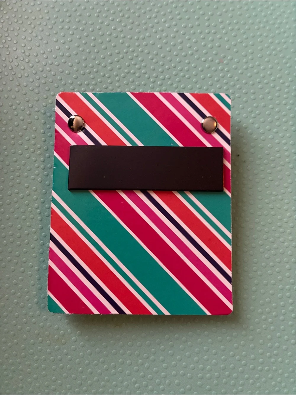 Mini Magnetic Stripe Clipboard Notepad - Teal, Pink & Red “Remember”